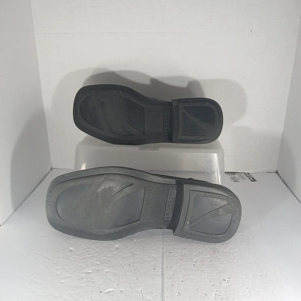 Kenneth Cole Reaction Loafers 11 Black Square Toe Leather Y2K Professional Dress
